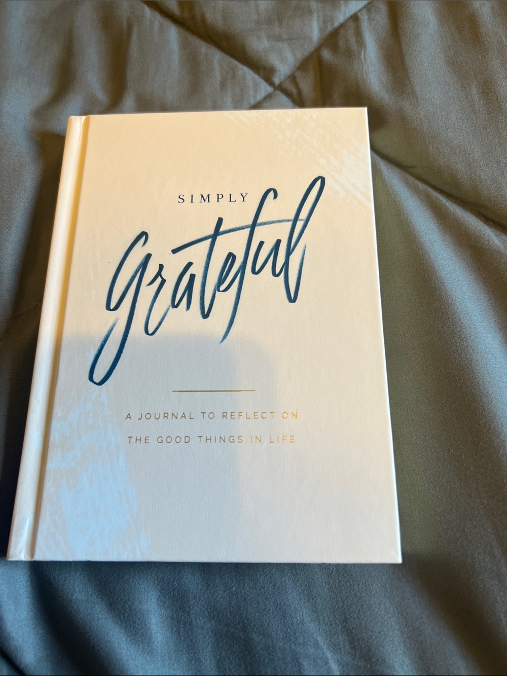 Green Inspired Cream "Simply Grateful" Journal with Blue Script